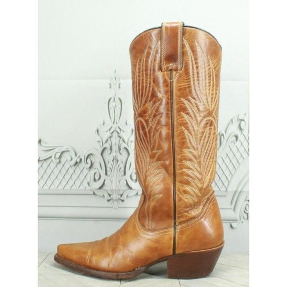 Steven Madden Shoes - Steven Madden Brown Leather Pull-On Stitched Western Boots Size 6.5